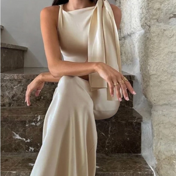 Commense One Shoulder Cream Dress - Picture 2 of 4